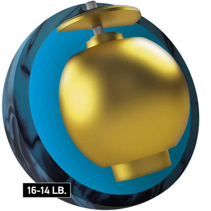 The Game Breaker 5 Hybrid core for sixteen to fourteen pound bowling balls.