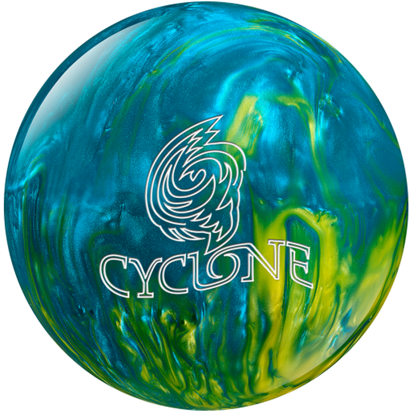 Cyclone Yellow Turquoise Bowling Ball